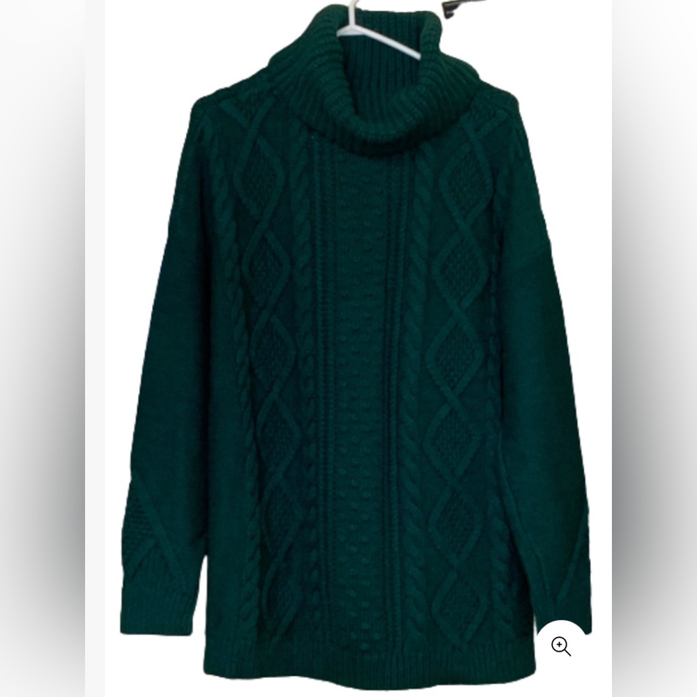 NWT Land’s End Women’s Turtleneck Pullover Green Sweater Size XL